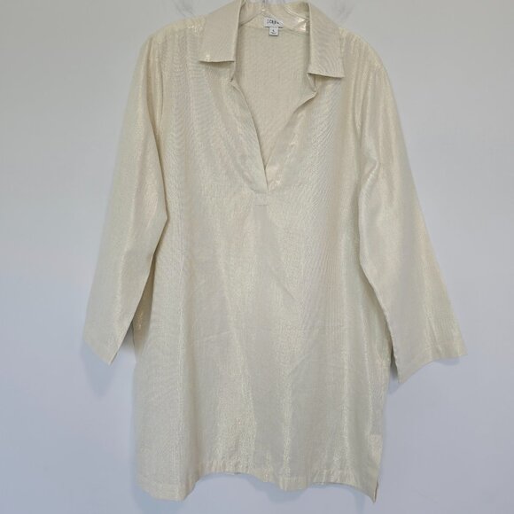 J. Crew Factory Relaxed Shimmer Tunic Womens Size L - Resort Ready - Picture 1 of 6